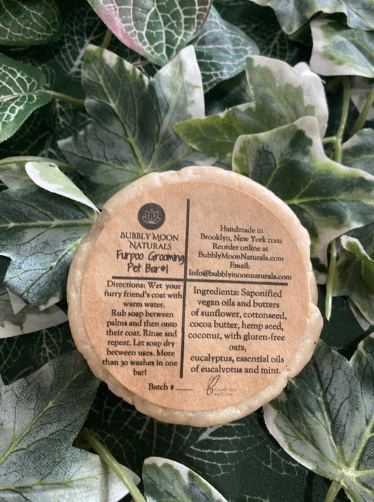 Furpoo Grooming Bar Directions and Ingredients.