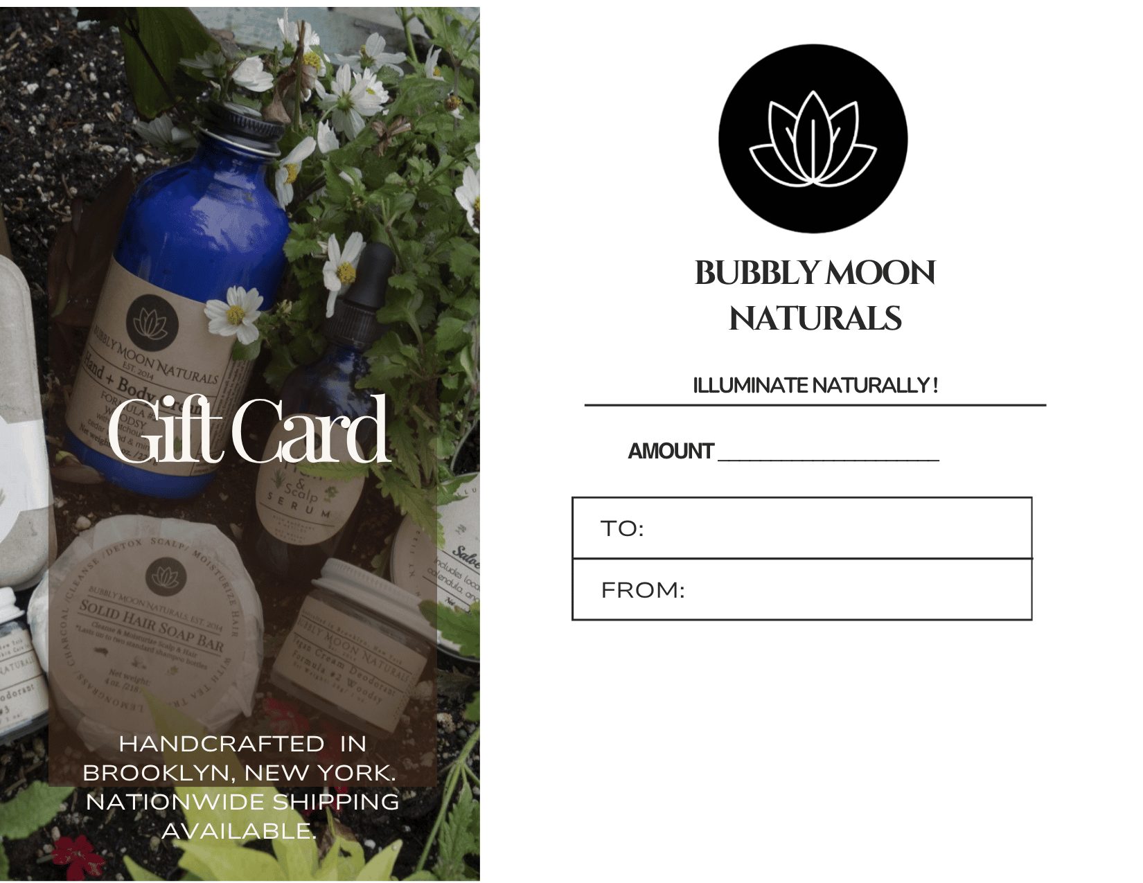 Bubbly Moon Naturals' Gift Card